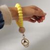 Wholesale Silicone Flat Bead Beaded Wrist Keychain