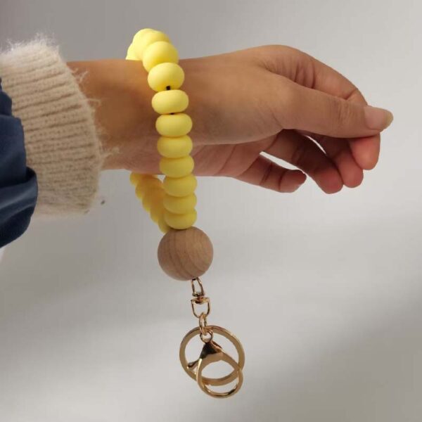 Wholesale Silicone Flat Bead Beaded Wrist Keychain