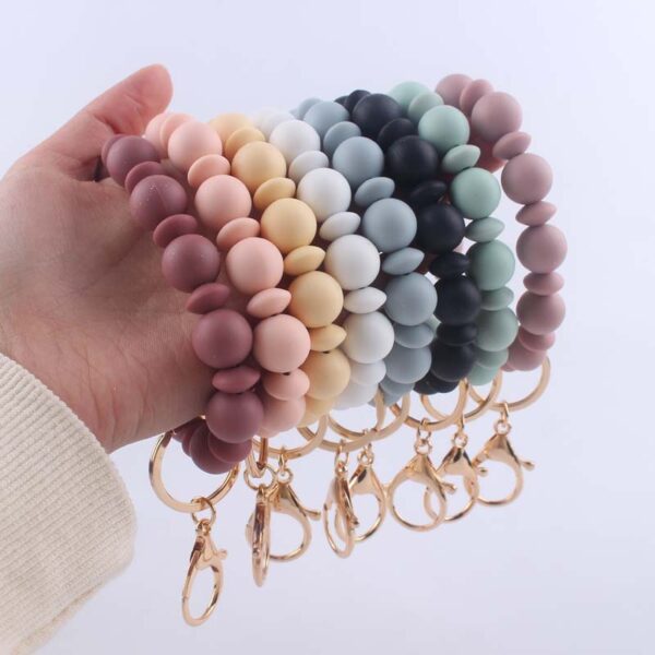 Wholesale Silicone Bead Wrist Keychain