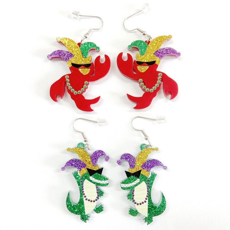 Wholesale Carnival Crown Clown Hat Sequin Earrings
