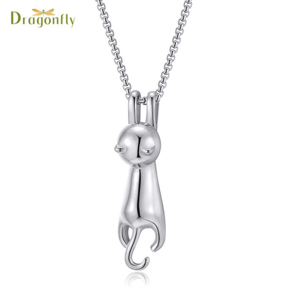 Wholesale Titanium Steel Kitten Necklace