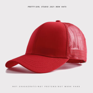 Solid color rear opening ponytail net cap red / Adjustable