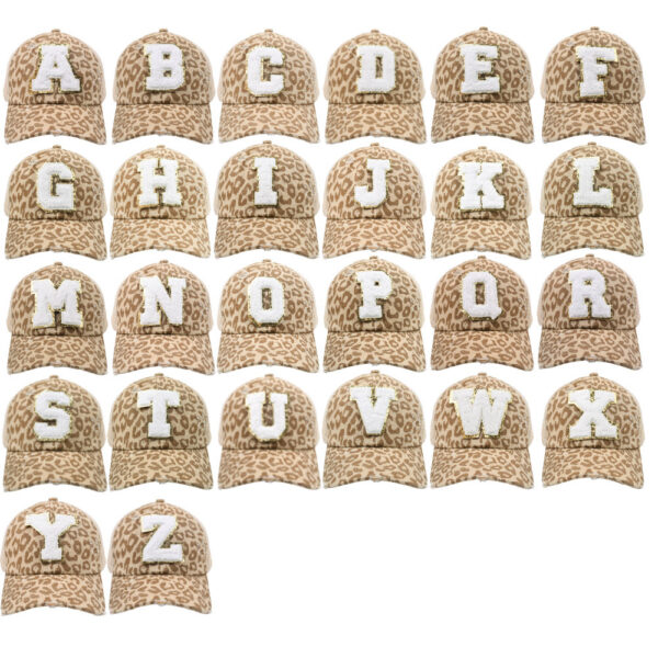Wholesale New Cotton 26 Letter Label Leopard Print Baseball Cap