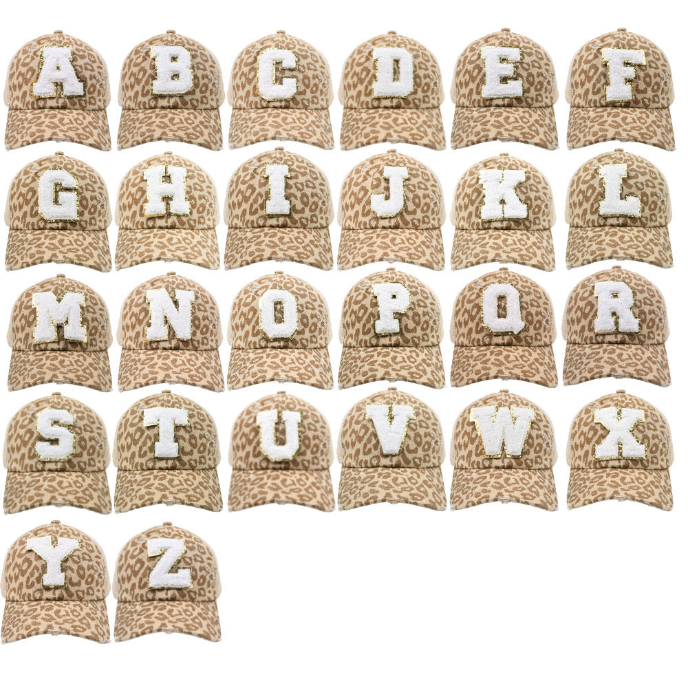 Wholesale New Cotton 26 Letter Label Leopard Print Baseball Cap