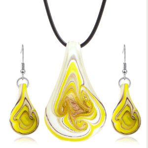 Leather cord necklace set orange