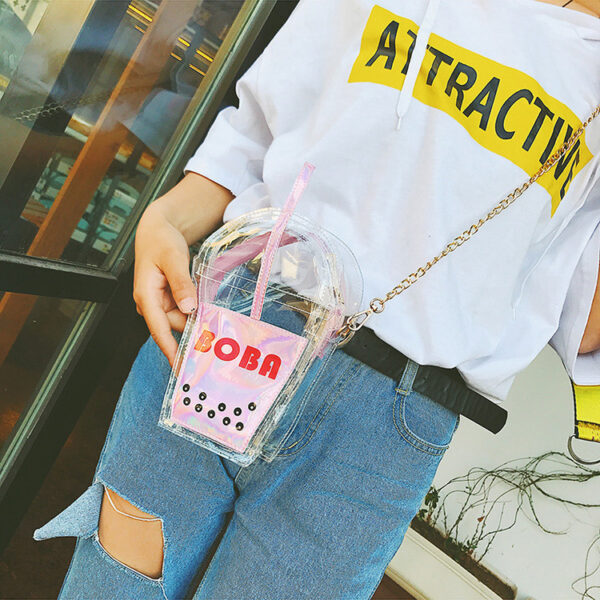 Wholesale PU Laser Chain Coke Straw Bag