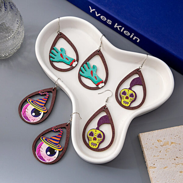 Wholesale and Wholesale of Halloween Party Wooden Pumpkin Earrings