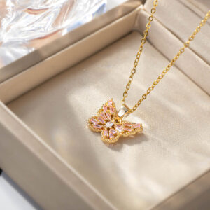 Pink / Hollow butterfly necklace