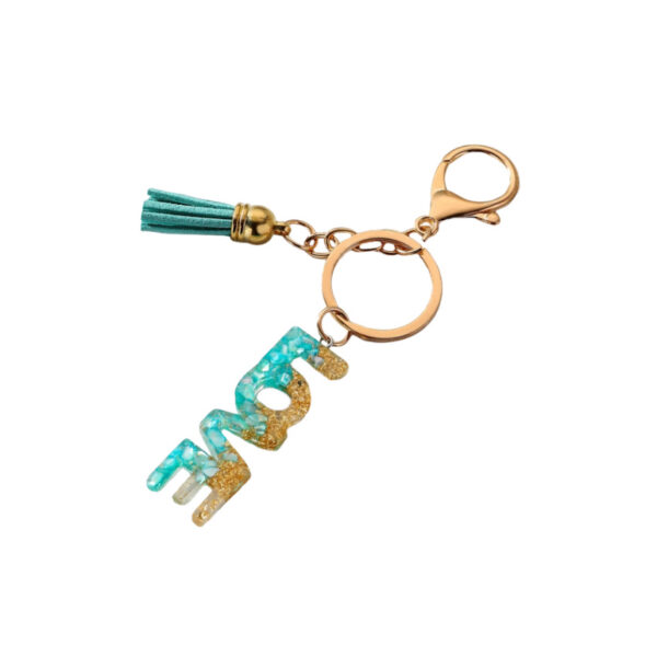 Wholesale Rainbow Color Gradient Letter Resin Crystal Keychain