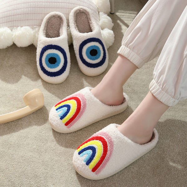 Wholesale New Rainbow Thick Anti-slip Cute Winter Cotton Slippers