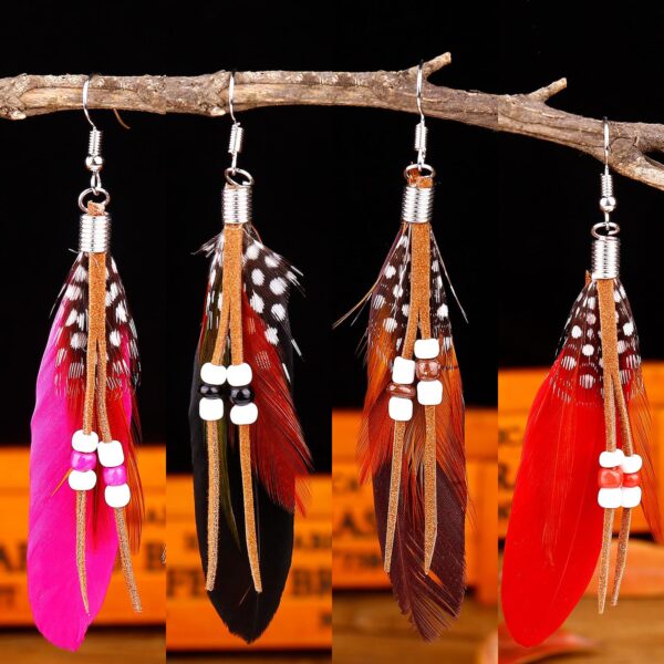 Wholesale Bohemian Tassel Feather Earrings