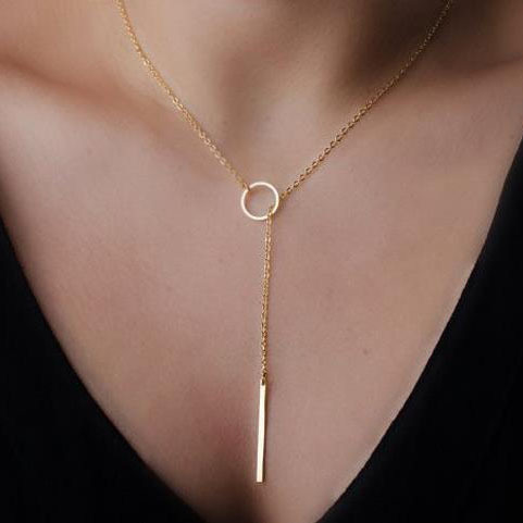 Wholesale Minimalist Chain Metal Ring Long Alloy Neck Chain