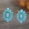 Wholesale Turquoise Flower Alloy Earrings