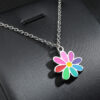 Wholesale Sweater Chain Seven Color Small Flower Titanium Steel Pendant Necklaces