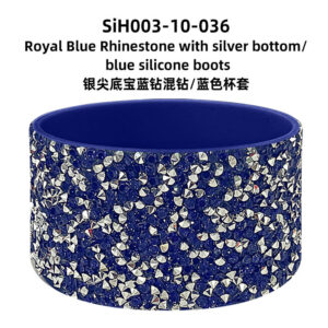 Silver pointed bottom sapphire diamond mixed diamond/dark blue cup cover