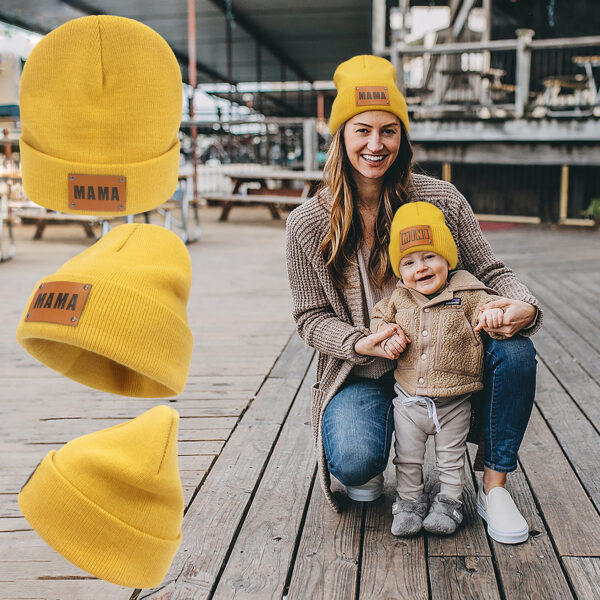 Wholesale Winter Acrylic Woolen Set MAMA Knitted Hat