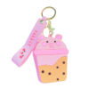 Wholesale Cute Milk Tea Pig Silicone Coin Purse Soft Rubber Keychains