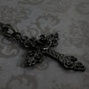 Wholesale Alloy Black Rose Hollow Gothic Cross Pendant Necklace