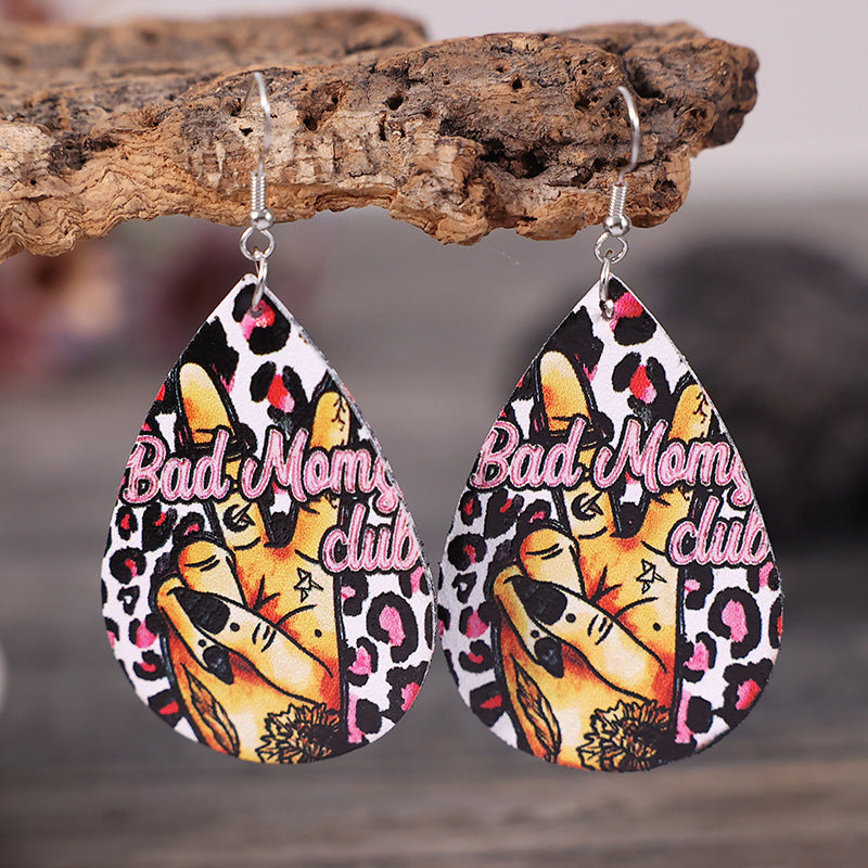 Wholesale Tearop Pink Leopard Leather Earrings