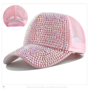Pink-pink diamond (net) / (54-60CM) adjustable