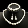 Wholesale Pearl Necklace Earrings Bracelet Three Piece Set