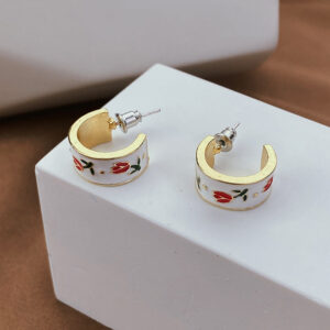 Wholesale Chinoiserie Enamel Tulip Alloy Earrings