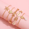 Wholesale Bohemian Shell Pearl Alloy Bracelet Set of 5
