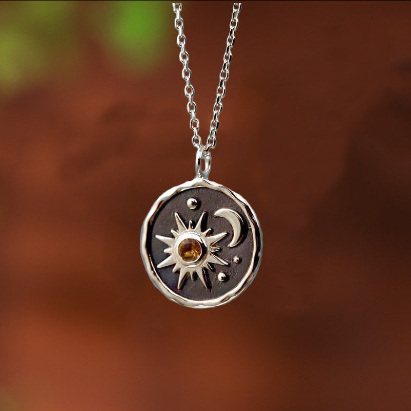 Wholesale Sun Moon Vintage Pendant Alloy Earrings Necklace Set