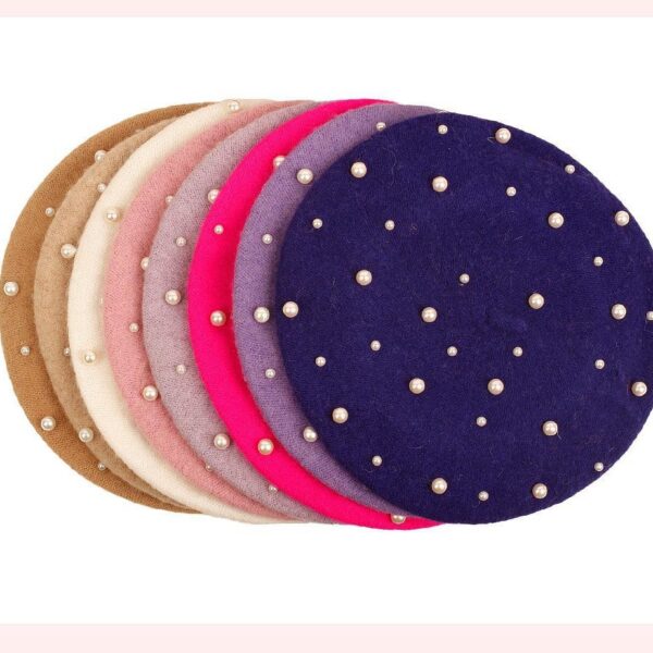 Wholesale Pearl Imitation Cashmere Beret Retro Hat Painter Hat