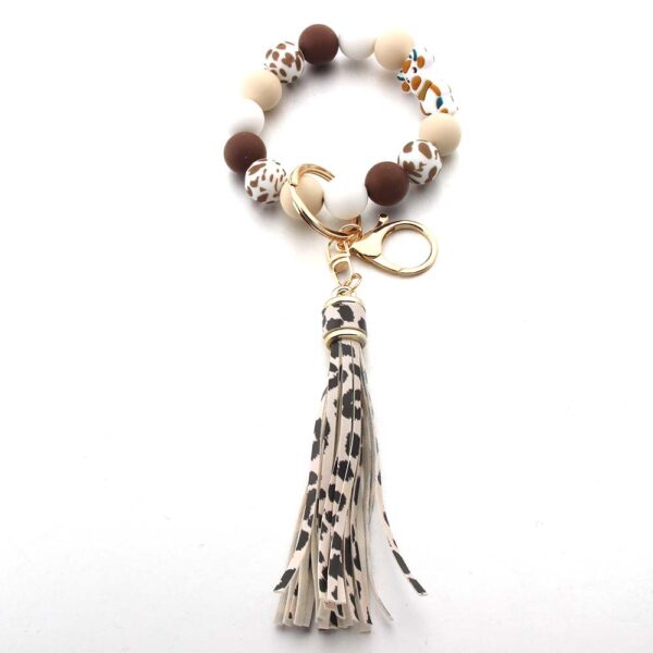 Wholesale Silicone Cartoon Animal Cow Highland Cattle Tassel Wrist Keychain