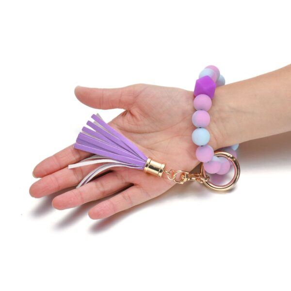 Wholesale Luminous Color Silicone Beaded Tassel Wrist Keychain