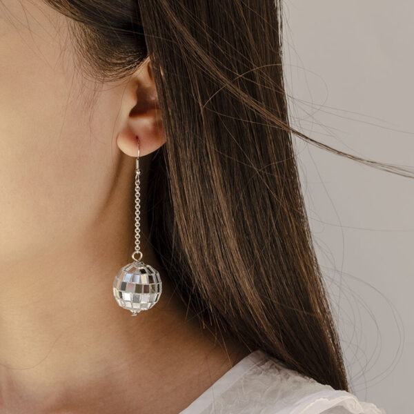 Wholesale Alloy Metal Texture Disco Ball Earrings