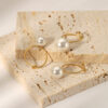 Wholesale 18K Gold Stainless Steel Adjustable Pearl Ring