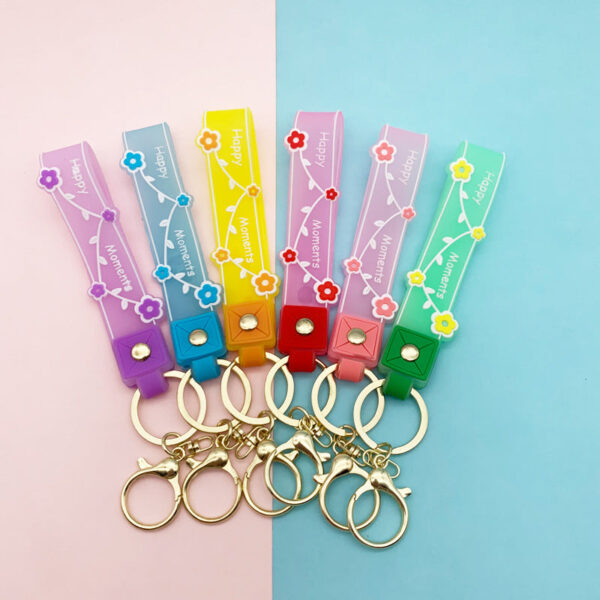 Wholesale Small Flower Jelly Color Soft PVC Lanyard Keychains