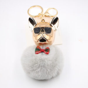 Light gray / Cool Dog fur ball keychain