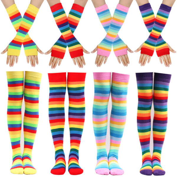 Wholesale Rainbow Striped Over-the-knee High Socks