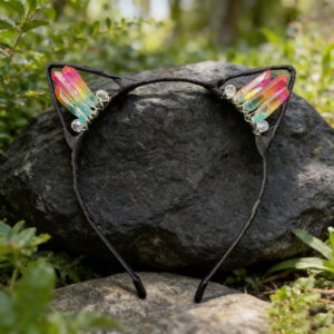 Pink yellow green tricolor cat ears