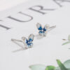 Wholesale Flash Diamond Blue Butterfly Copper Earrings