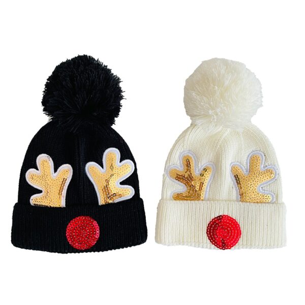 Wholesale 2-5 Year Old Children's Winter Warm Woolen Hat Christmas Hat Sequined Elk Antler Knitted Hat