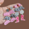 Wholesale Valentine's Day Cowboy Pink Hat Boots Disco Ball Acrylic Earrings