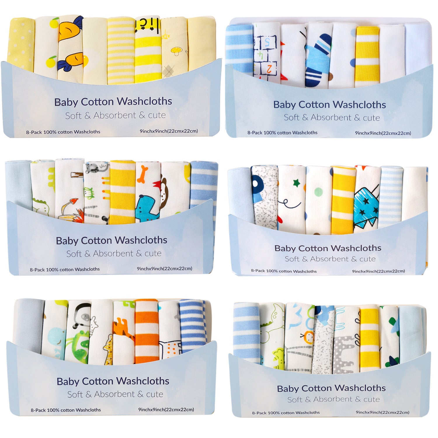 Wholesale Baby Cotton Squares 8 Pack Baby Splies