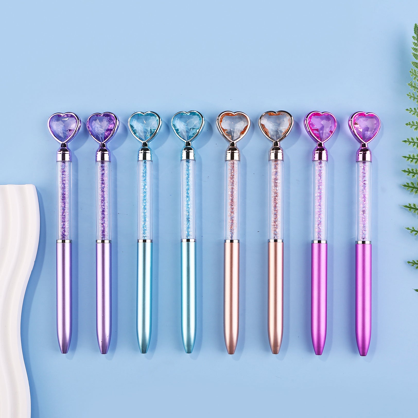 Wholesale Metal Rod Diamond Love Ball Pen Colored Crystal Flowing Sand Broken Diamond Pen