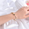 Wholesale Open Bracelet Sparkling Square Diamond Jewelry Love Stainless Steel Gold-plated Bracelet