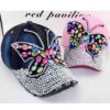 O1CN01p1jEza1Ea8BxRUbbp_2211365990367-0-cib Wholesale Colored Diamond Butterfly Denim Cotton Baseball Caps