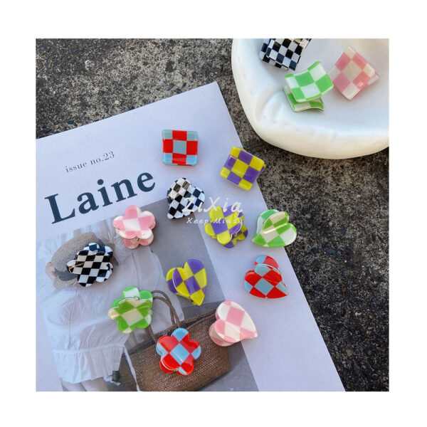 Wholesale Checkerboard Mini Plastic Hair Clips
