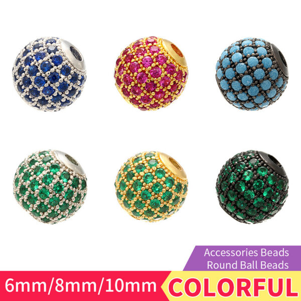 Wholesale Copper Micro Inlaid Diamond Ball Beads