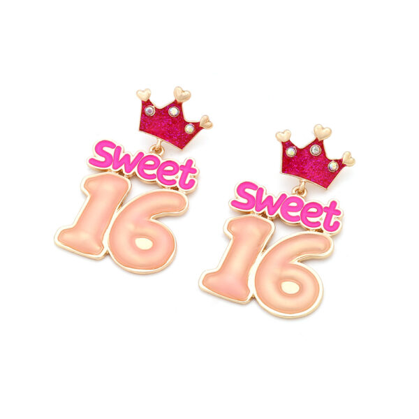 Wholesale Cartoon Enamel Crown Birthday Zinc Alloy Earrings