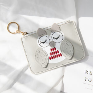 Owl Thin Coin Purse-Grey