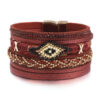 Wholesale Boho Style Rice Beads Handwoven Leather Bracelet