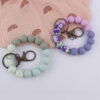 Wholesale Color Printing Silicone Handmade Beaded Wrist Keychain